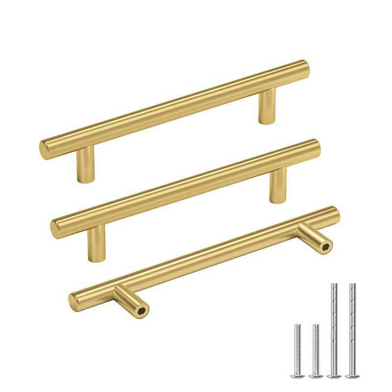 goldenwarm Brushed Gold Dresser Drawer Pulls Cabinet Door Handles 5in Hole Centers - LS201GD128 Brass Cabinets Pulls Kitchen Cupboard Handles Furniture Door Hardware, 30 Pack - Image 1